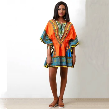 2020 Novinky Afircan Oblečenie Vintage Tribal Dashiki Bazin Ladises Oblečenie, Elastické Pás Streetwear Strany Afrických Šaty pre Ženy