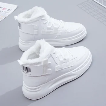 2020 Nové Biele Zimné Topánky, dámske Topánky Trendy Vysoký Vrchol Tenisky na Platforme Snehu Kožušiny Topánky Plyšové Ležérne Topánky Žena botas de mujer
