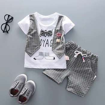 2020 Nové detské Letné Chlapčenské Bavlnené Oblečenie Dieťa Bowknot T-Shirt Šortky 2ks/Set Batoľa Dojčenská Móda Oblečenie Detské Tepláky