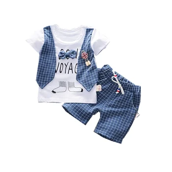 2020 Nové detské Letné Chlapčenské Bavlnené Oblečenie Dieťa Bowknot T-Shirt Šortky 2ks/Set Batoľa Dojčenská Móda Oblečenie Detské Tepláky