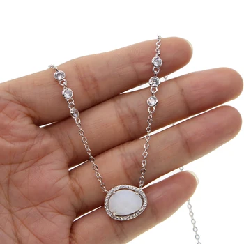 2020 nové dorazí Biele Opálové Kameň Náhrdelník Jemné Prívesok Charms Šperky ohromujúci AAA cz spevnené minimálne náhrdelník pre dievčatá