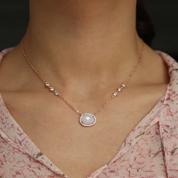 2020 nové dorazí Biele Opálové Kameň Náhrdelník Jemné Prívesok Charms Šperky ohromujúci AAA cz spevnené minimálne náhrdelník pre dievčatá