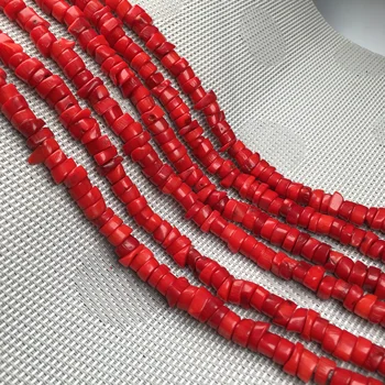 2020 Nové Dámske DIY Náramok, Náhrdelník Šperky Perličiek Vynikajúci Darček Červená Nepravidelne Valcovitý Coral Perličiek Veľkosť 9-10 mm