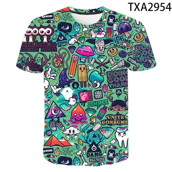 2020 Nové Graffiti 3D Tričká Bežné Chlapec dievča Deti Streetwear Módy Vytlačené T-shirt Pohode Muži, Ženy, Deti Cartoon Topy Čaj