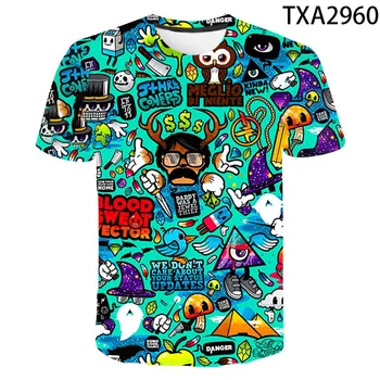 2020 Nové Graffiti 3D Tričká Bežné Chlapec dievča Deti Streetwear Módy Vytlačené T-shirt Pohode Muži, Ženy, Deti Cartoon Topy Čaj