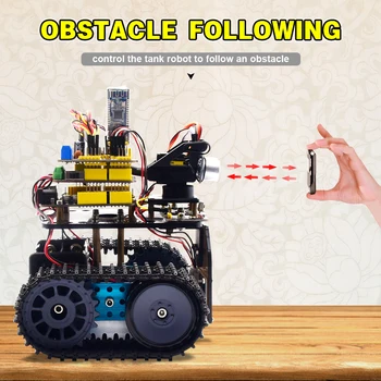 2020 NOVÉ Inovované!Keyestudio DIY Mini Nádrž V2.0 Inteligentný Robot do Auta pre Arduino Robot STEM/Support IOS a Android APP Control