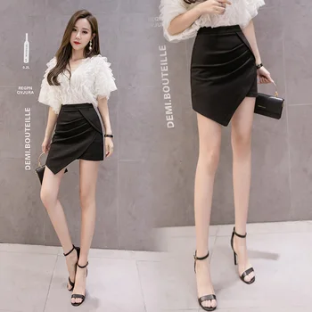2020 Nové Jar Leto Nepravidelný Package Hip Bodycon Sukne Ženy Sexy Vysoký Pás Mini Sukne Dámske Elegantné Čierne Sukne
