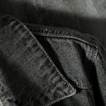 2020 Nové jeseň Mužov vintage tmavo sivá-jeans bunda Módne príležitostné Voľné denim kabát mužov Značky šaty Plus Veľkosti 4XL 5XL