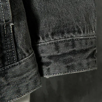 2020 Nové jeseň Mužov vintage tmavo sivá-jeans bunda Módne príležitostné Voľné denim kabát mužov Značky šaty Plus Veľkosti 4XL 5XL