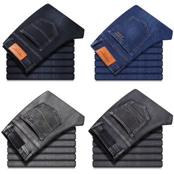 2020 Nové Klasický Štýl Mužov Sivá-Jeans Business Módne Mäkké Stretch Džínsové Nohavice Mužov Značky Fit, Nohavice Čierne, Modré