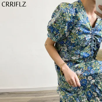 2020 Nové Letné Bavlna Kvetinové Šaty Žien Bežné Lístkového Rukáv Voľné tvaru Šnúrkou podkolienok Šaty CRRIFLZ