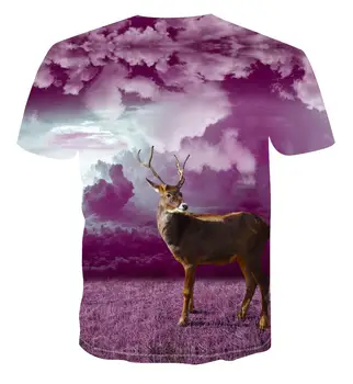 2020 nové Letné pánske krátke rukáv 3D T-shirt geometrické 3D tlač T-shirt hip hop móda voľné T-shirt elk zviera tlače s-6xl