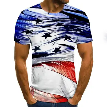 2020 nové letné pánske T-shirt 3D príznak tlač kolo krku bežné tričko T-košele pre mužov