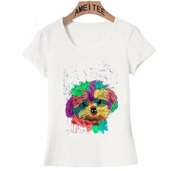 2020 Nové letné ženy t-shirt Roztomilý Shih Tzu psa art print T-Shirt bežné dámy Topy lumbálna pohode novinka roztomilý dievča Čaj