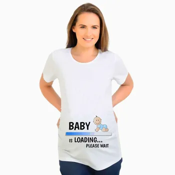 2020 Nové Materstvo Ženy Oblečenie Letné Materskej Dlhé Voľné T-Shirt Dieťa Na Stiahnutie Tlačené Plus Veľkosť Materskej Tehotné