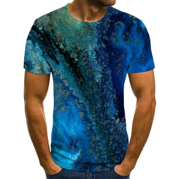 2020 nové módne pánske T-shirt krásne hviezdna obloha farebné geometrické 3D vytlačené krátkym rukávom letné kolo krku tričko je trendy