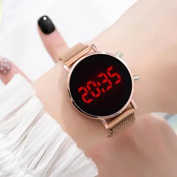 2020 Nové Módne Ženy Sledovať Dotykový Displej LED Hodinky Magnetické Oka Pásu Žena Hodinky Elektronické Hodiny Digitálne náramkové hodinky