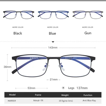 2020 Nové Námestie Anti-modré Svetlo Okuliare, Kov + TR Rám na Predpis Krátkozrakosť Okuliare Rámy HA9019