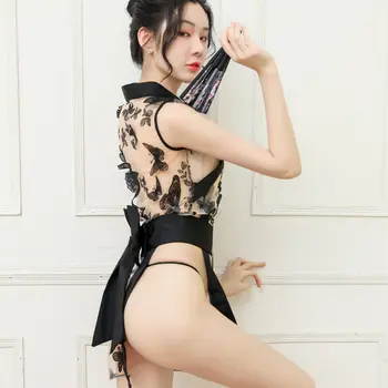 2020 Nové Pokušenie sexy spodné prádlo je ľahké robiť veci, Japonskej tlače transparentné sexy kimono dráždiť jednotné pyžamo oblek dámy