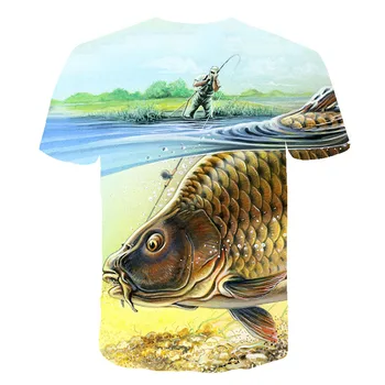 2020 nové Ryby 3d T Shirt deti Hip Hop Tričko Rybár Tropické Tlačiť T-shirt Zábavné Tričká Lete Fishinger deti Oblečenie