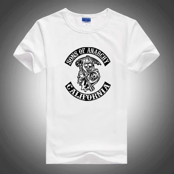 2020 Nové synovia anarchie Gangu T-Shirt Čierna Lete Mužov Anime Biker Tričko Fashion Rock, Punk Krátke Rukávy Bavlna 147