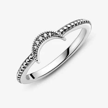 2020 Nové Zimné 925 Sterling Silver Ring Polmesiacom Korálkové Krúžok Žien Zapojenie Výročie Šperky