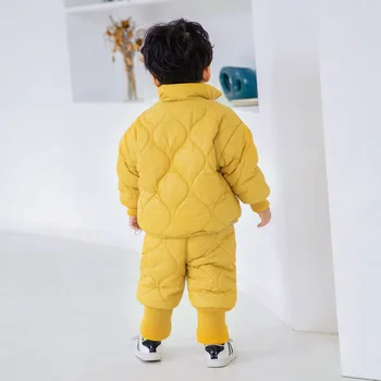 2020 Nové Zimné Detí Dole Bavlnené Oblečenie Sady Chlapci Dievčatá a Babys Pribrala kórejský Štýl Obyčajný Outerwears Pre Deti Sady