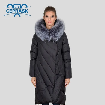 2020 Nové Zimné Kabát Žien Bunda Plus Veľkosť Dlhý s Kapucňou, Teplé Ženy Zimná páperová Bunda Mýval Kožušiny Biologické-Dole Žena Vetrovka