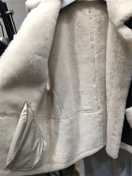 2020 Nové Zimné Móda Ženy Kabát Vesta Skutočné Ovčej Kože Merino Jahňacie Kožušiny Bunda Luxusné Outwear