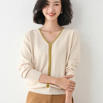 2020 nové žien pulóver tvaru dlhé-krátke rukávy jar jeseň all-zápas pletený sveter