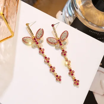2020 Nový Butterfly Tvar Náušnice Pre Ženy Dlhý Strapec Brincos Svadobné Party Šperky
