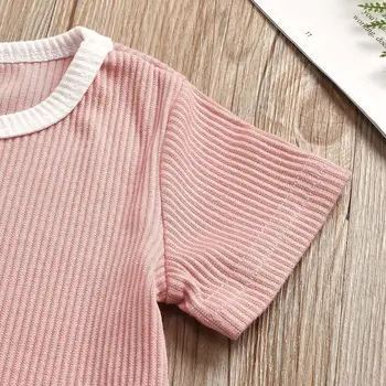 2020 Nový Príchod Deti Oblečenie Baby Dievčatá T-Shirt Sady Letných Batoľa Chlapci Nohavice Šortky Nastaviť Rebrovaný Oblečenie Batoľa Pyžamo 2pieces
