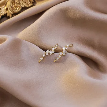 2020 Nový Príchod Klasické Geometrické Drahokamu Zakrivené Zirkón Stud Náušnice Pre Ženy, Študenti Elegantné Módne Luxusné Šperky