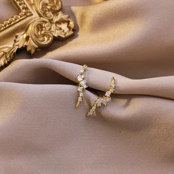 2020 Nový Príchod Klasické Geometrické Drahokamu Zakrivené Zirkón Stud Náušnice Pre Ženy, Študenti Elegantné Módne Luxusné Šperky