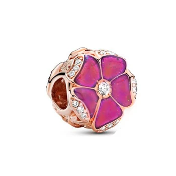 2020 Nový Príchod ružové Zlato Ružový Kvet Kúzlo fit Pôvodné Pandora Prívesky Náramok Pre Ženy DIY Šperky Robiť darček