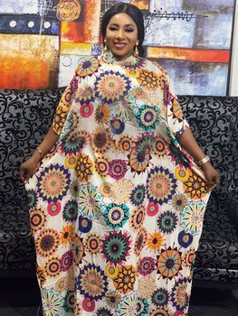 2020 Nových Afrických Nadrozmerná Šifón Golier šaty Bavlnené Šaty Dĺžka 140 cm 115 cm
