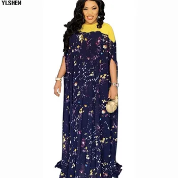 2020 Nových Afrických Voľné Dizajn 2-dielna Šifón Krátky rukáv Dashiki Šaty Pre Lady Afriky Šaty pre Ženy Župan Femme Abaya