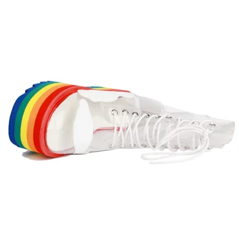 2020 Rainbow Členkové Topánky na Vysokej Platforme Podpätky Krátke Topánky, nočný klub Tortu Spodnej Dámy Topánky Hrubé Jediným Transparentné PVC Obuvi