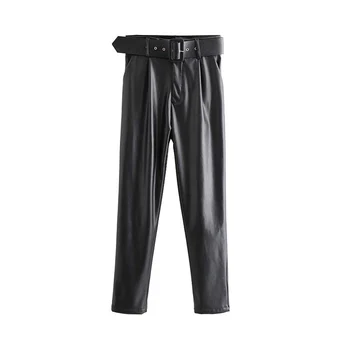 2020 Ročníka pu faux kožené nohavice, ženy móda ceruzkou Nohavice elegantné Vysoký Pás Nohavice Ženy hip hop čierne nohavice streetwear