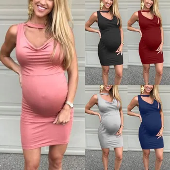 2020 Sexy Materskej Šaty Ženy Pevné Vesta Popruhy Šaty, Oblečenie Pre Tehotné Materskej Bez Rukávov Tehotenstva Šaty Sundress