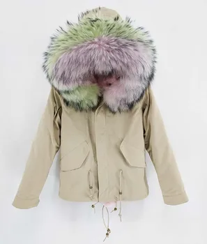 2020 sivá parkas zimná bunda ženy zimný kabát ženy vetrovka reálne kožušinový kabát prírodné mýval kožušiny golier s kapucňou teplé, hrubé