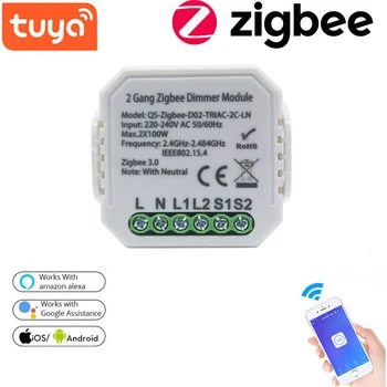 2020 Tuya Smart Zigbee Dimmer Prepínač Modul 1 2 Gang 220V S Neutrálnym 2 Spôsob Bezdrôtové Ovládanie Práce S Alexa domovská stránka Google