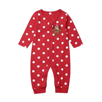 2020 Vianočné Red Dot Remienky Footies Dievčatká Dieťa Vianoce Dojčenské Oblečenie Bavlna Novorodenca Kostým Dlho Kombinézach