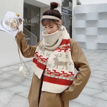 2020 Vianočné šatku žena zimné pletenie teplé divoké vlny šatku Japonský šatkou pár Vianočné jeleň darček šatku NOVÉ