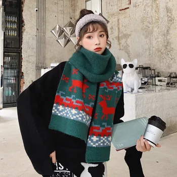 2020 Vianočné šatku žena zimné pletenie teplé divoké vlny šatku Japonský šatkou pár Vianočné jeleň darček šatku NOVÉ