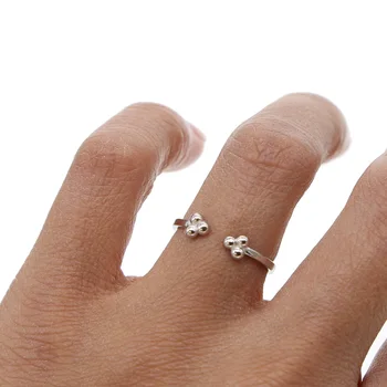 2020 Vysokej Kvality 925 Sterling silver jednoduchý dizajn tri malé bodky Otvorené prst upraviť krúžky ženy, dievčatá, jemné Šperky Darček
