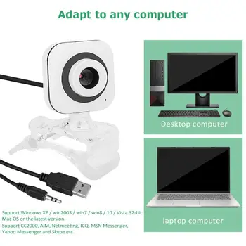 2020 Webkamera USB 2.0 Fotoaparát, Automatické Zaostrovanie, Web Kamery, Kamery S Mikrofónom HD Notebook Pre systém Windows 2000 Win10 Pre Stolný Počítač,