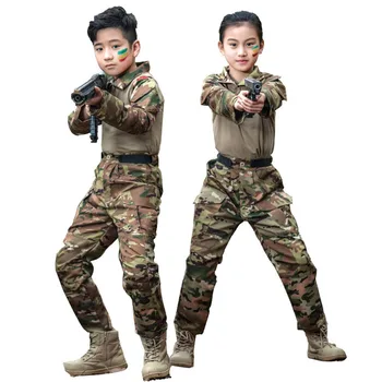 2020 WW2 Deti Vojenskú Uniformu Taktický Boj Chlapec Dievča Bunda, Nohavice, Súpravy Kamufláž Jungle 2ks Deti Špeciálne SWAT Armády Oblek
