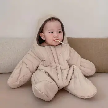 2020 Zimné Girl Dieťa Kvetinový Jumpsuit Zahustiť Teplé Chlapec Remienky Bavlna Novorodenca Unisex Dole Oblečenie Roztomilé Dieťa Onesie Kostým