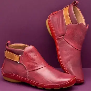 2020 Zimné Kožené Ženy Topánky Na Jeseň Retro Topánky, Členkové Topánky Ženy Gumené Topánky Dámske Topánky Zapatos De Mujer 35-43